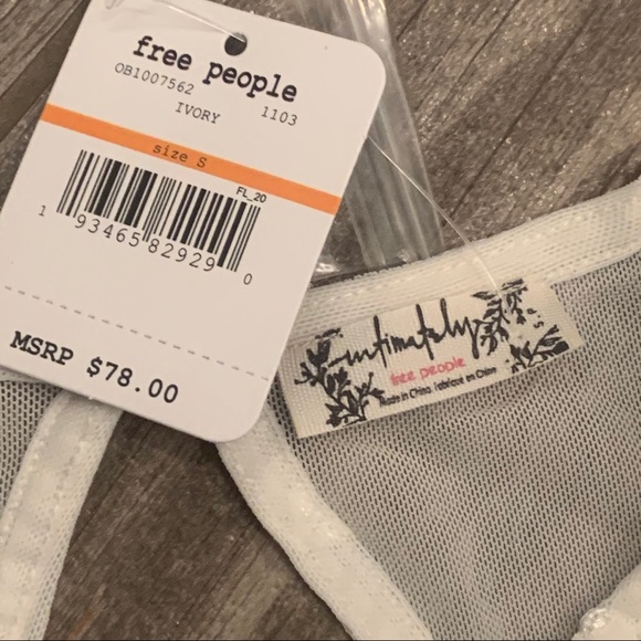NWT $78 Free People Make Out Mesh Bodysuit Ivory S - Picture 8 of 16